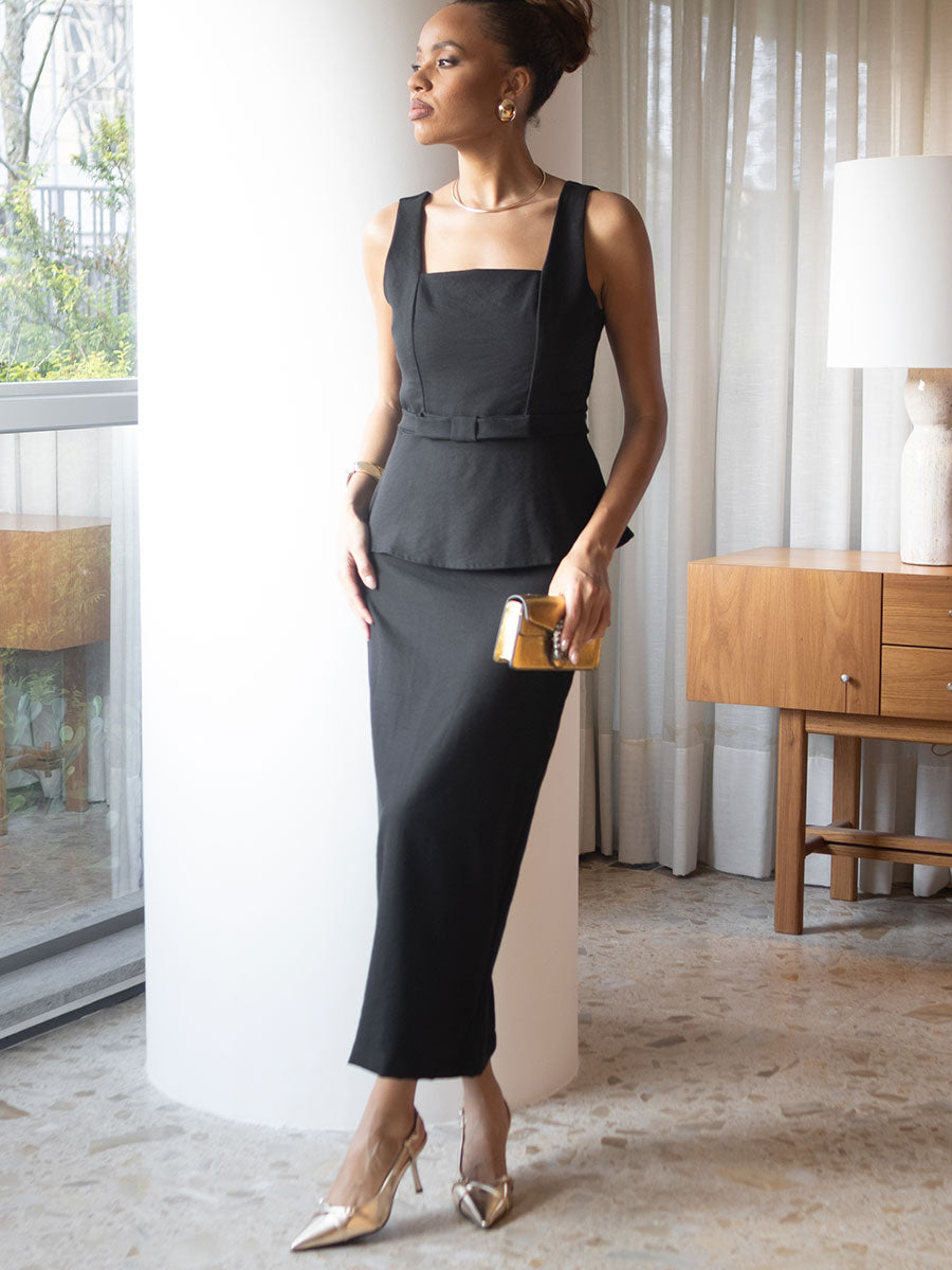 Blusa Peplum Alfaiataria Preto
