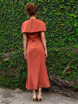 Vestido Longo Capa Telha