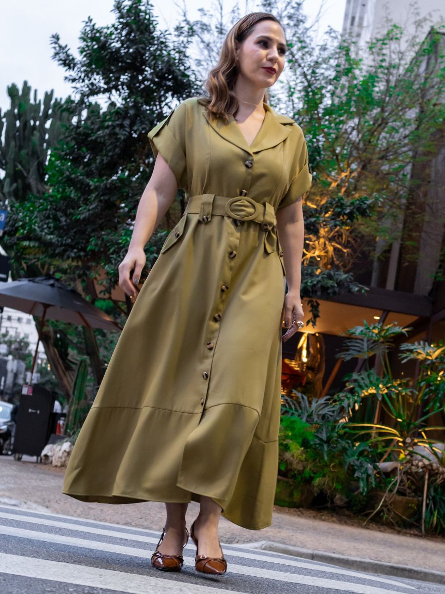 Vestido Longuete Alfaiataria Verde