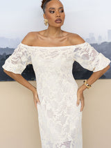 Vestido Ombro a Ombro Areia
