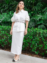 Saia Longuete Algodão Offwhite