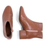 Bota de Couro Cano Médio Salto Bloco  Caramelo