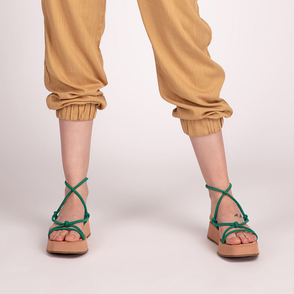 Sandália Feminina Plataforma Amarração  Salsa