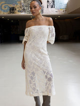 Vestido Ombro a Ombro Areia