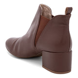 Bota Feminina Cano Curto Salto Baixo Marrom