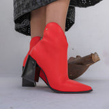 Bota Western Cano Curto Salto Bloco Coral