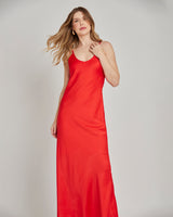Vestido Cetim Longo Liso Vermelho
