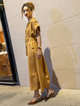 Vestido Longuete Alfaiataria Marrom