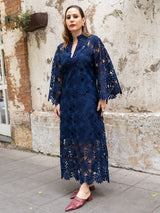 Vestido Amplo Margarida Azul Marinho