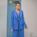 Blazer Linho Alfaiataria Azul