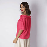 Blusa Ombro a Ombro com regulagem Coral