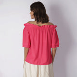 Blusa Ombro a Ombro com regulagem Coral