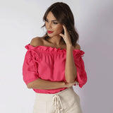 Blusa Ombro a Ombro com regulagem Coral