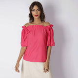 Blusa Ombro a Ombro com regulagem Coral