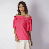 Blusa Ombro a Ombro com regulagem Coral