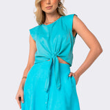 Blusa Musclee Amarração Azul