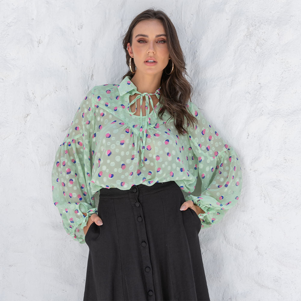 Blusa Manga Bufante Verde