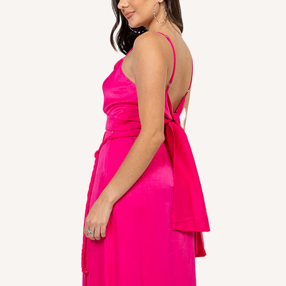 Blusa Cetim Laço Pink