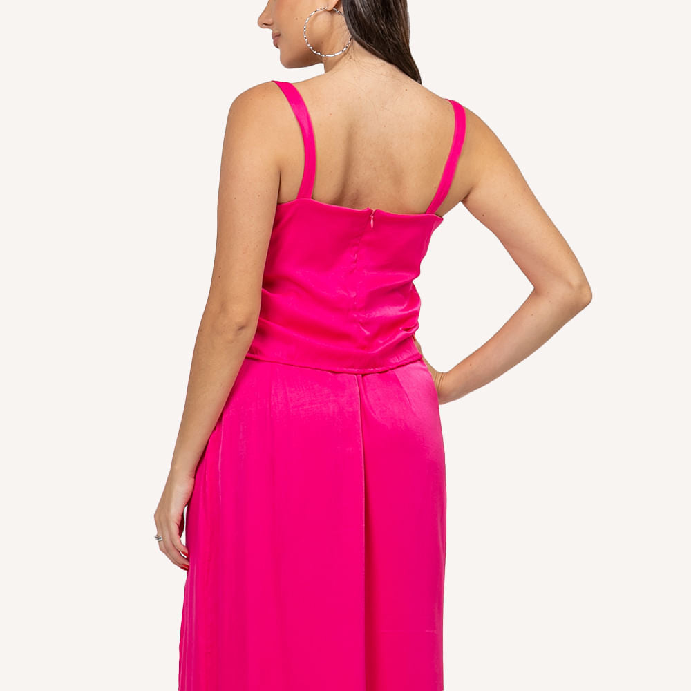 Blusa Cetim Franzida Pink