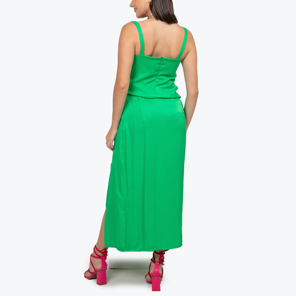 Blusa Cetim Franzida Verde