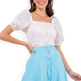 Blusa Laise Manga Bufante Offwhite