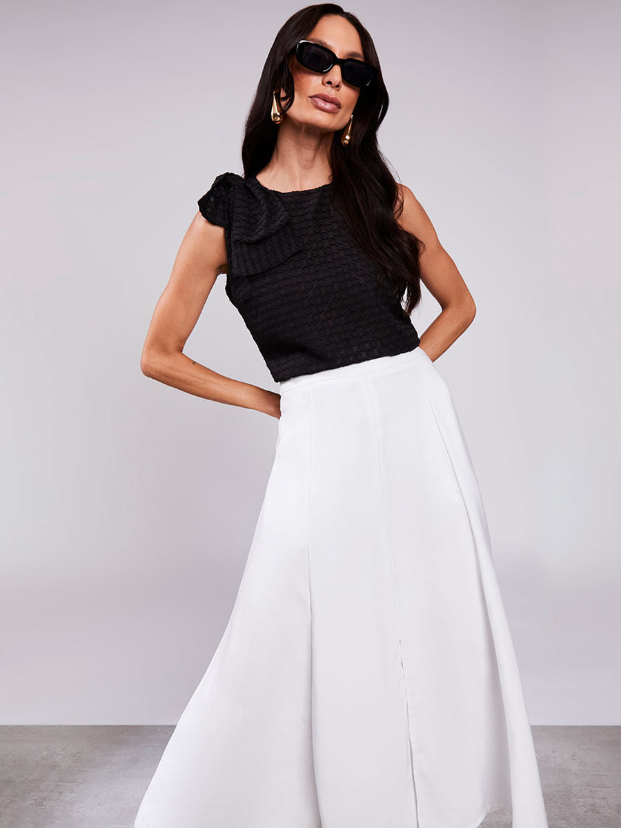 Blusa Regata Laço em tecido 3D Preto