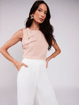 Blusa Regata Laço em tecido 3D Rosa