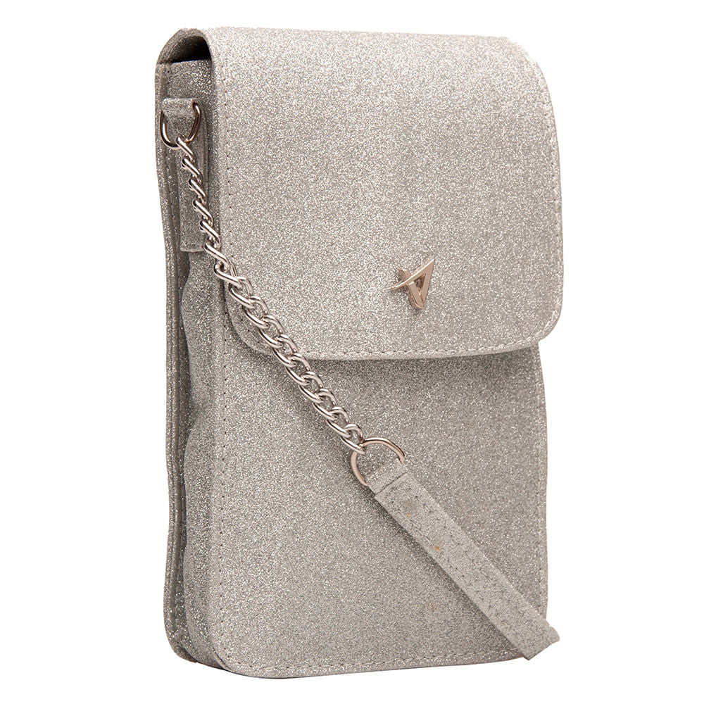 Bolso Carteira Transversal Prata