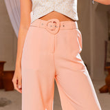 Calça Pantalona Feminina com Cinto - Rosé
