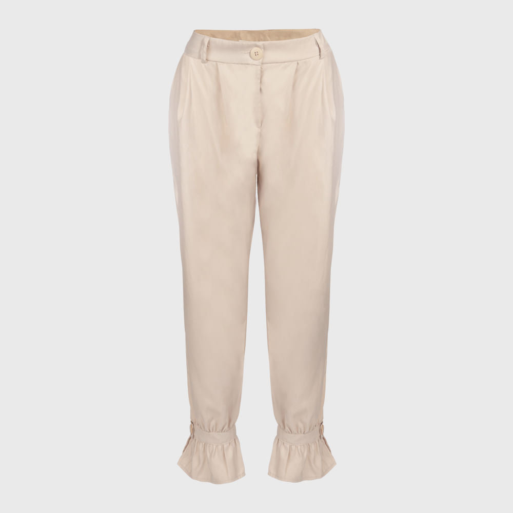 Calça Barra bufante Cintura Alta Natural
