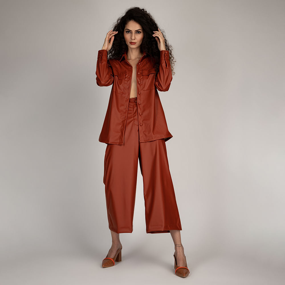 Calça Pantacourt Cintura Alta  Caramelo