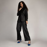 Calça Pantalona Cós Alto Cintura Elástico  Preto