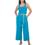 Calça Pantacourt Linho Azul