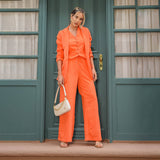 Calça Pantalona Linho Coral