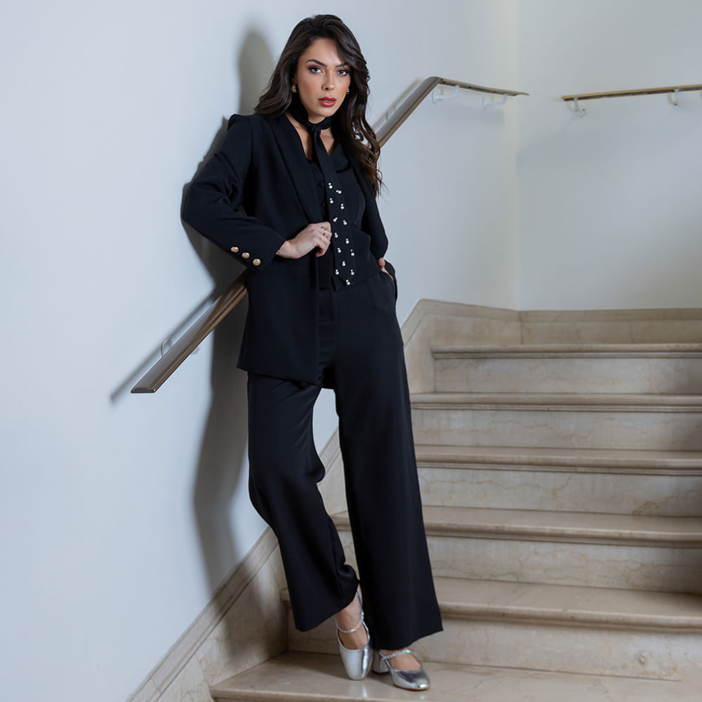 Calça Pantalona Alfaiataria Preto