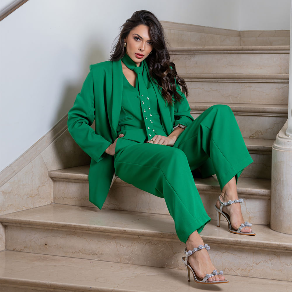 Calça Pantalona Alfaiataria Verde