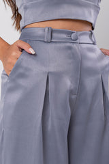 Calça Pantalona Alfaiataria Premium Cinza