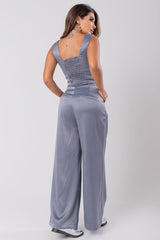 Calça Pantalona Alfaiataria Premium Cinza