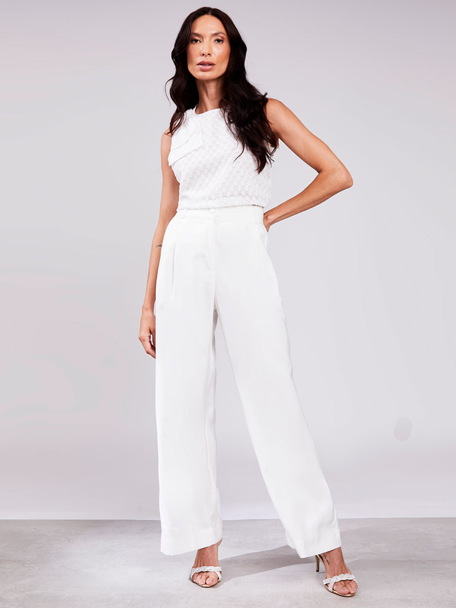 Calça Pantalona Alfaiatada Offwhite