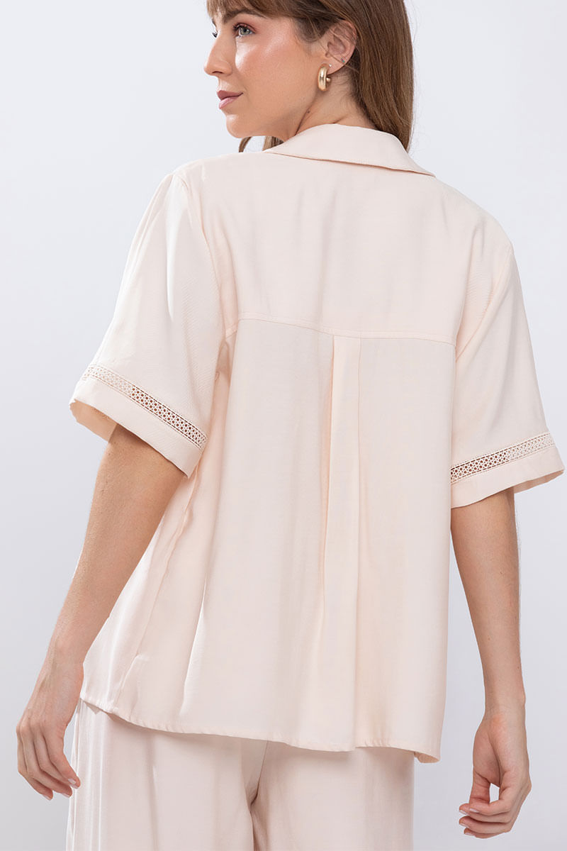 Camisa Manga Curta Alfaiataria Resort Offwhite