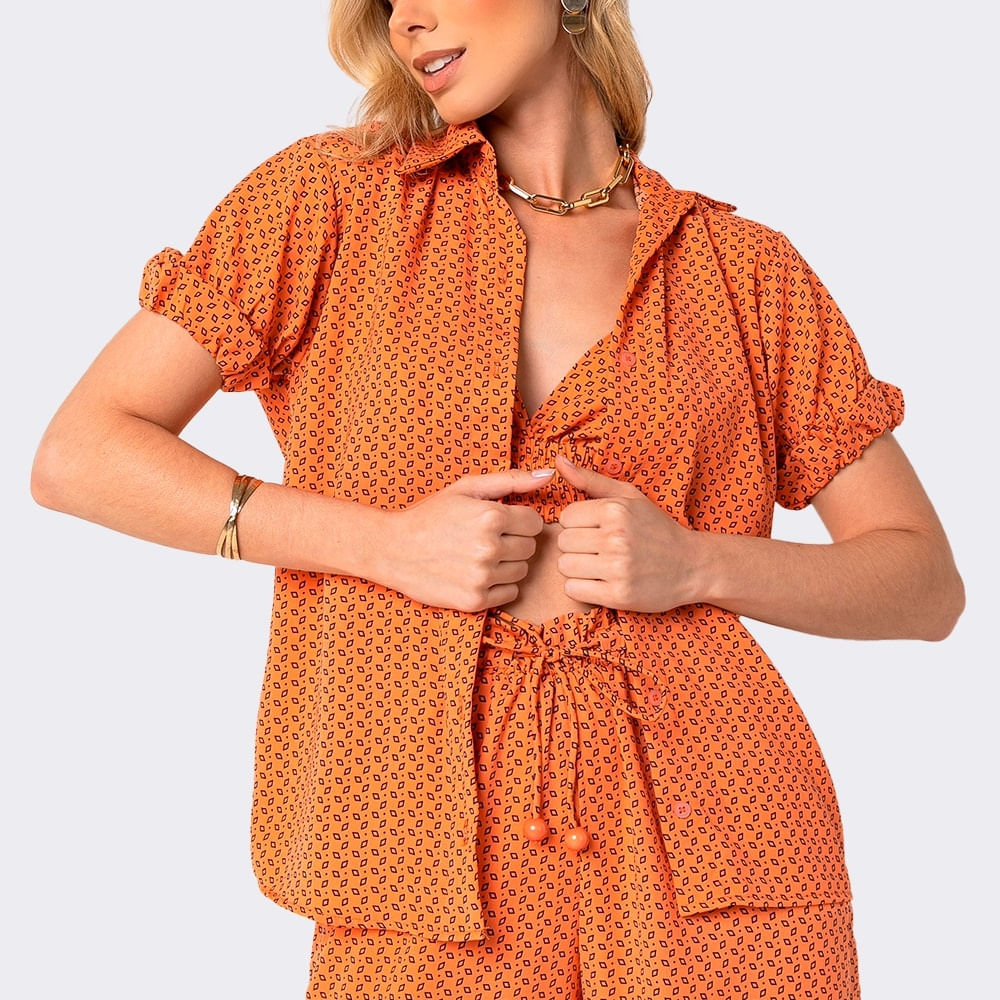 Camisa Manga Curta Coral