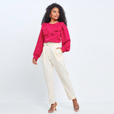 Camisa Babado Manga Ampla Pink