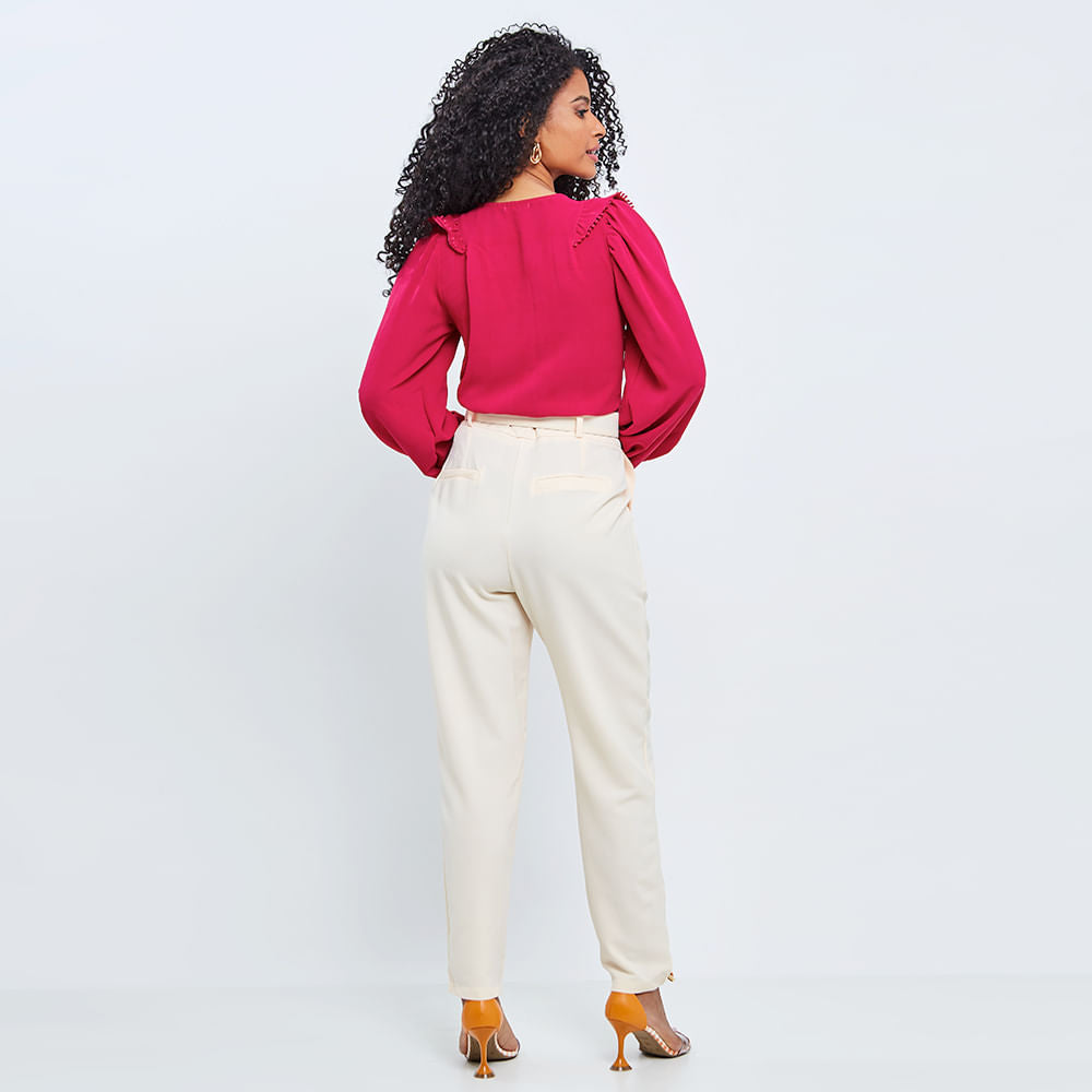 Camisa Babado Manga Ampla Pink