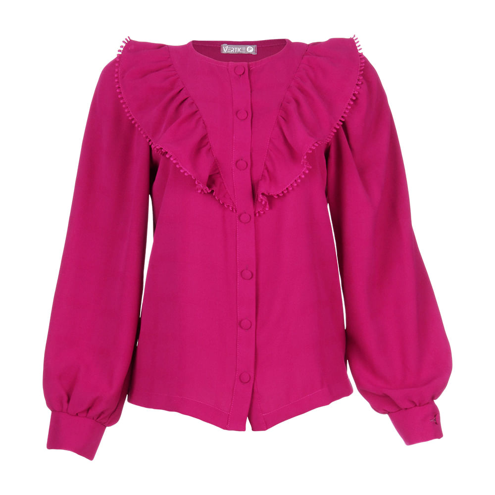 Camisa Babado Manga Ampla Pink