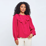Camisa Babado Manga Ampla Pink