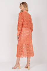Camisa Renda Manga Longa Coral