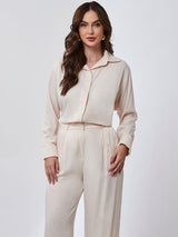 Camisa Acetinada Alongada Perola