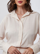 Camisa Acetinada Alongada Perola