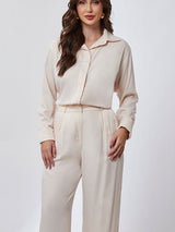 Camisa Acetinada Alongada Perola