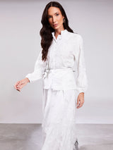 Camisa Bordada  Alto Relevo Fio Metálico Offwhite